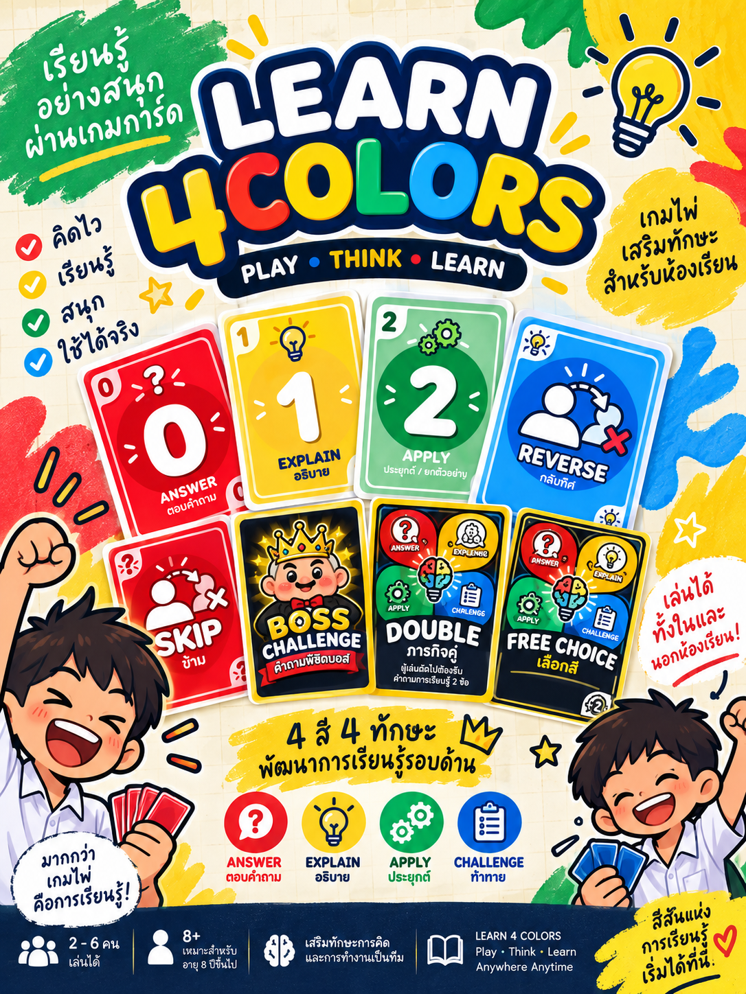 [PDF] UNO LEARN 4 COLORS เกมการ์ดการศึกษา 4 สี | สื่อการสอนสนุก พัฒนาทักษะคิด