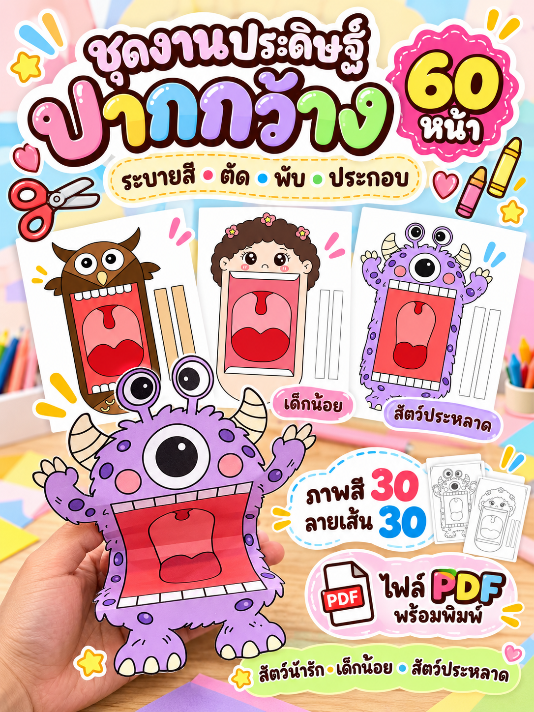 [PDF] งานประดิษฐ์กระดาษ ปากกว้าง 60 หน้า | ใบงานศิลปะ PDF